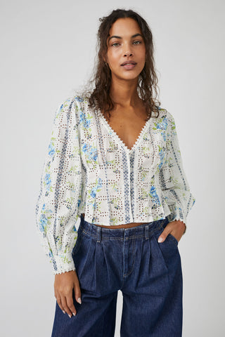 Free People Blossom Eyelet, Bright White Combo