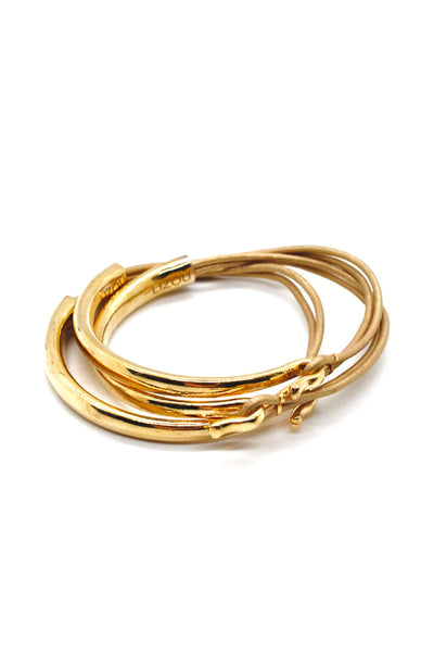 Lizou Leather & Gold Bracelet, Gold