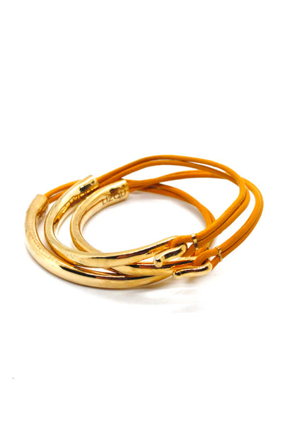 Lizou Leather & Gold Bracelet, Yellow