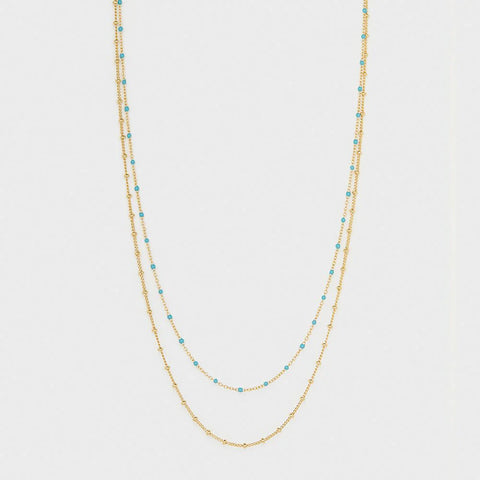 Gorjana Capri Layer Necklace (Green Turquoise Enamel) Gold
