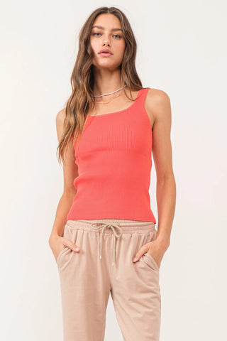 Another Love Sawyer Sleeveless Rib Tank Pimento