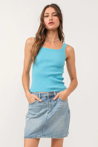 Another Love Sawyer Sleeveless Rib Tank Cerulean