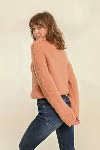 Molly Bracken Chunky Knit Cable Sweater Orange