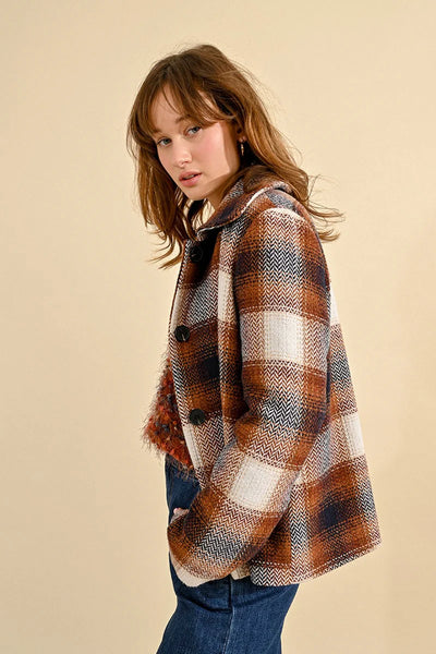 Molly Bracken Short Checked Coat Brown