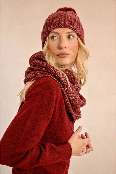 Molly Bracken Hat & Tube Scarf Set Dark Red