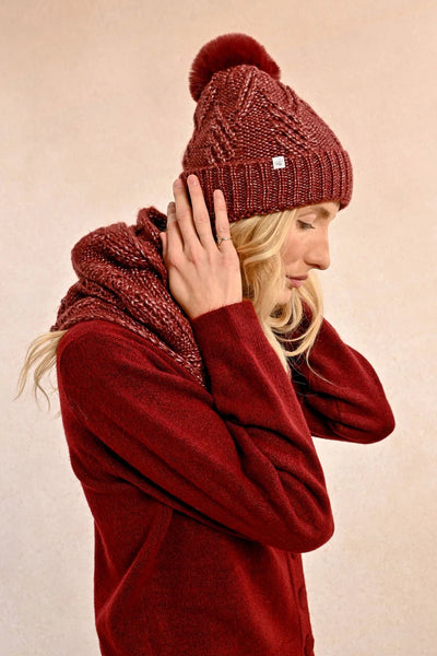 Molly Bracken Hat & Tube Scarf Set Dark Red