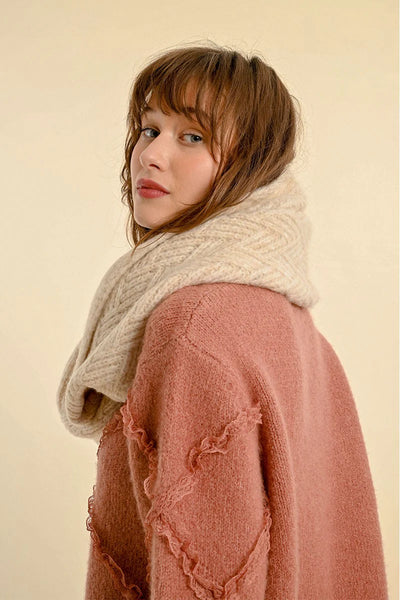 Molly Bracken Cable Knit Scarf Off White