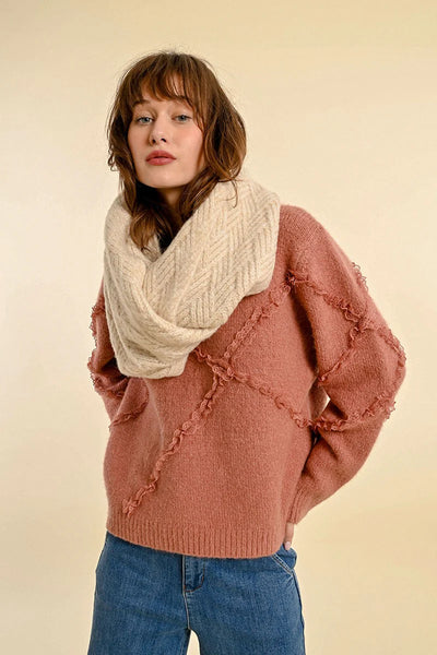 Molly Bracken Cable Knit Scarf Off White