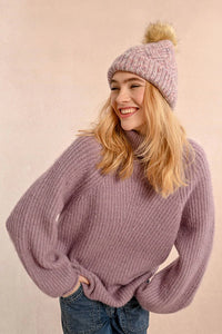 Molly Bracken Cable Knit Hat Mauve