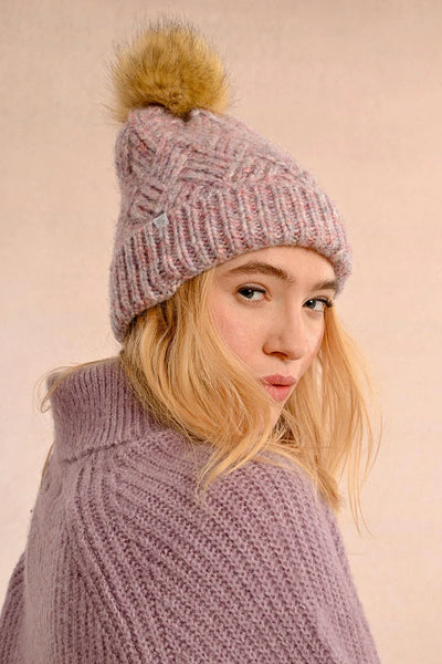 Molly Bracken Cable Knit Hat Mauve