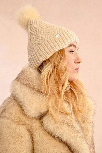 Molly Bracken Cable Knit Hat Off White