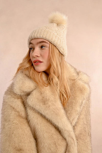 Molly Bracken Cable Knit Hat Off White