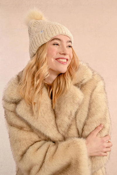 Molly Bracken Cable Knit Hat Off White