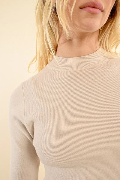 Molly Bracken Close Fitting S/S Sweater Beige