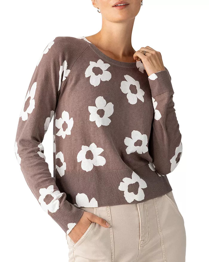 Sanctuary All Day Long Sweater Cocoa Flower Pop