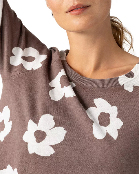 Sanctuary All Day Long Sweater Cocoa Flower Pop