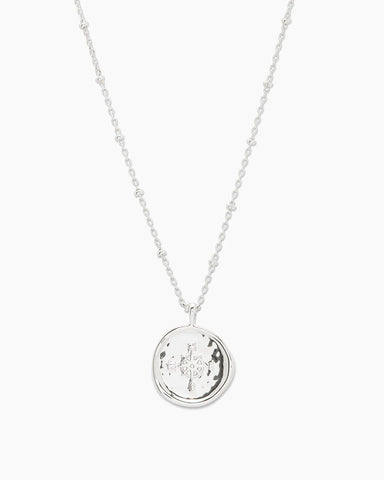 Gorjana Compass Coin Necklace Silver