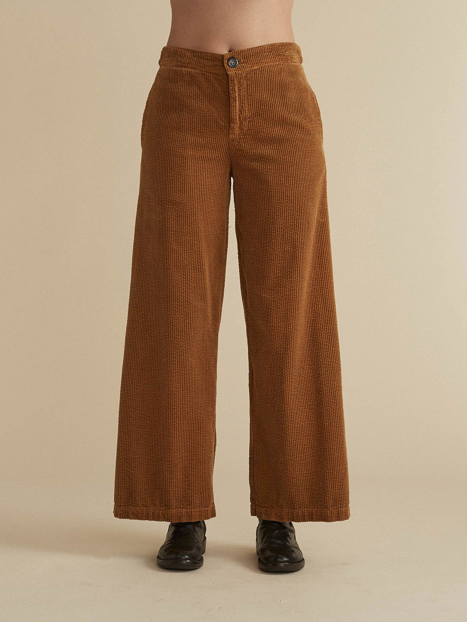Cut Loose Wide Leg Zip Pant Lux Cord Brass