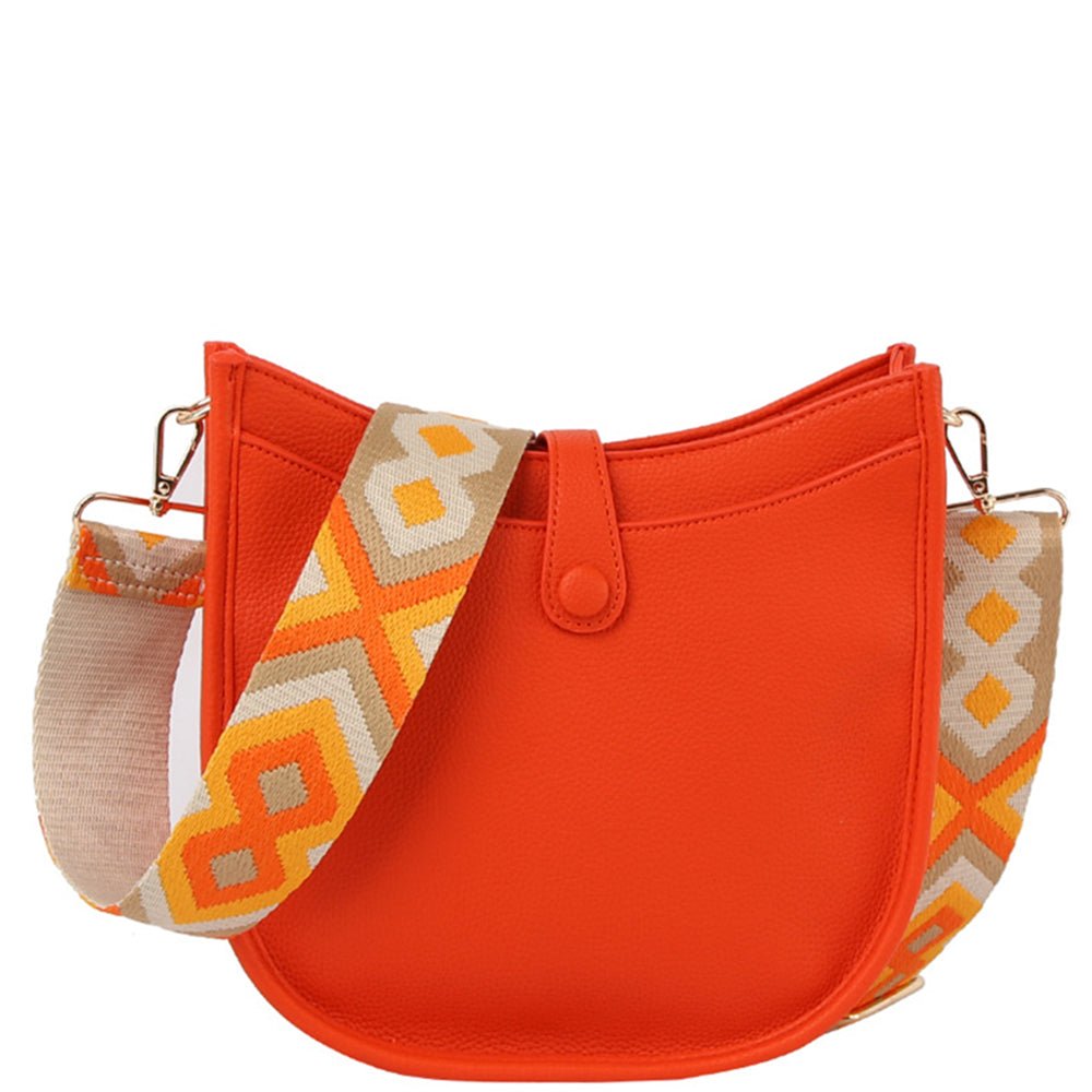 JOIA Smooth Curve Crossbody Bag W/Guitar Strap Orange