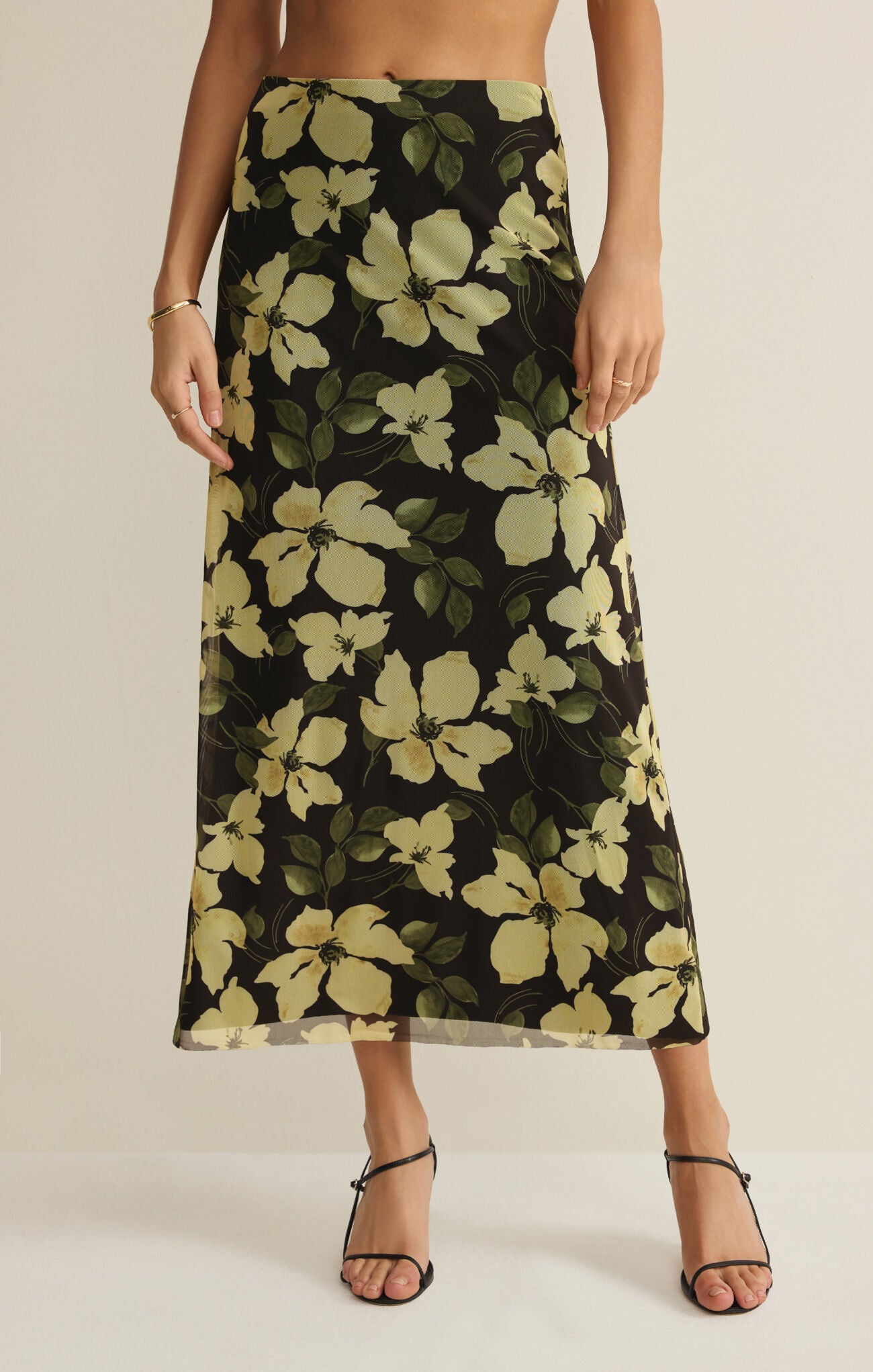 Z Supply Eda Ren Floral Mesh Midi Skirt