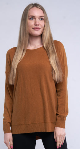 Shana Solid Dolman Sleeves Sweater Copper