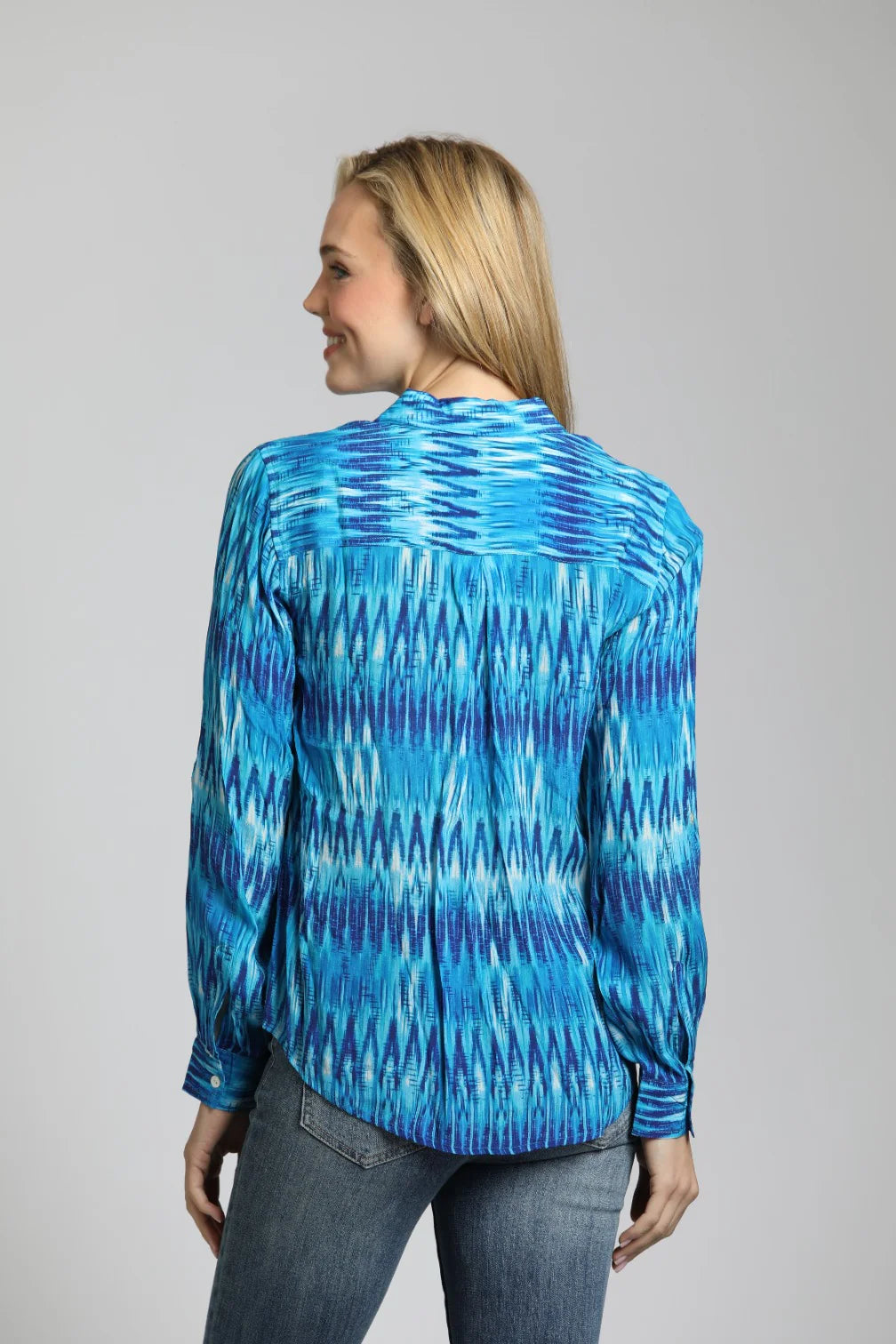 APNY Azure Ikat Stripe Button Up W/Roll Up Sleeve