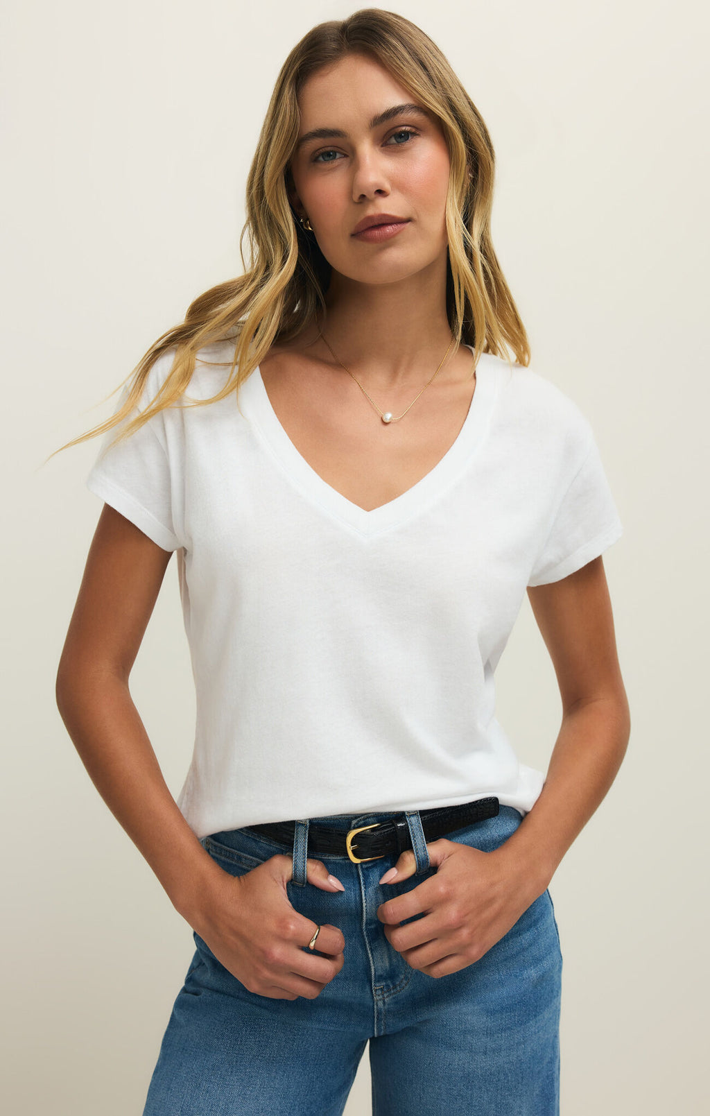 Z Supply Modern V-Neck Tee, White