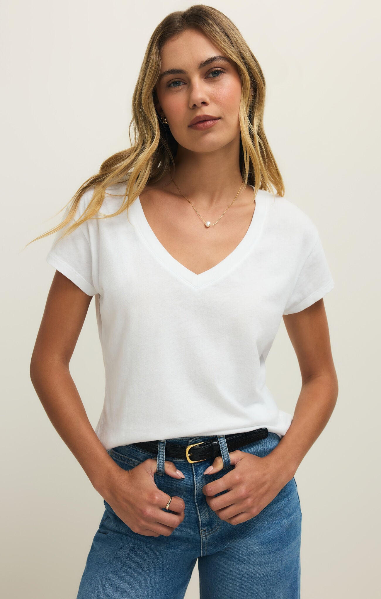 Z Supply Modern V-Neck Tee, White