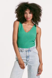 Another Love Noa V Neck Sleeveless Top Garden Green