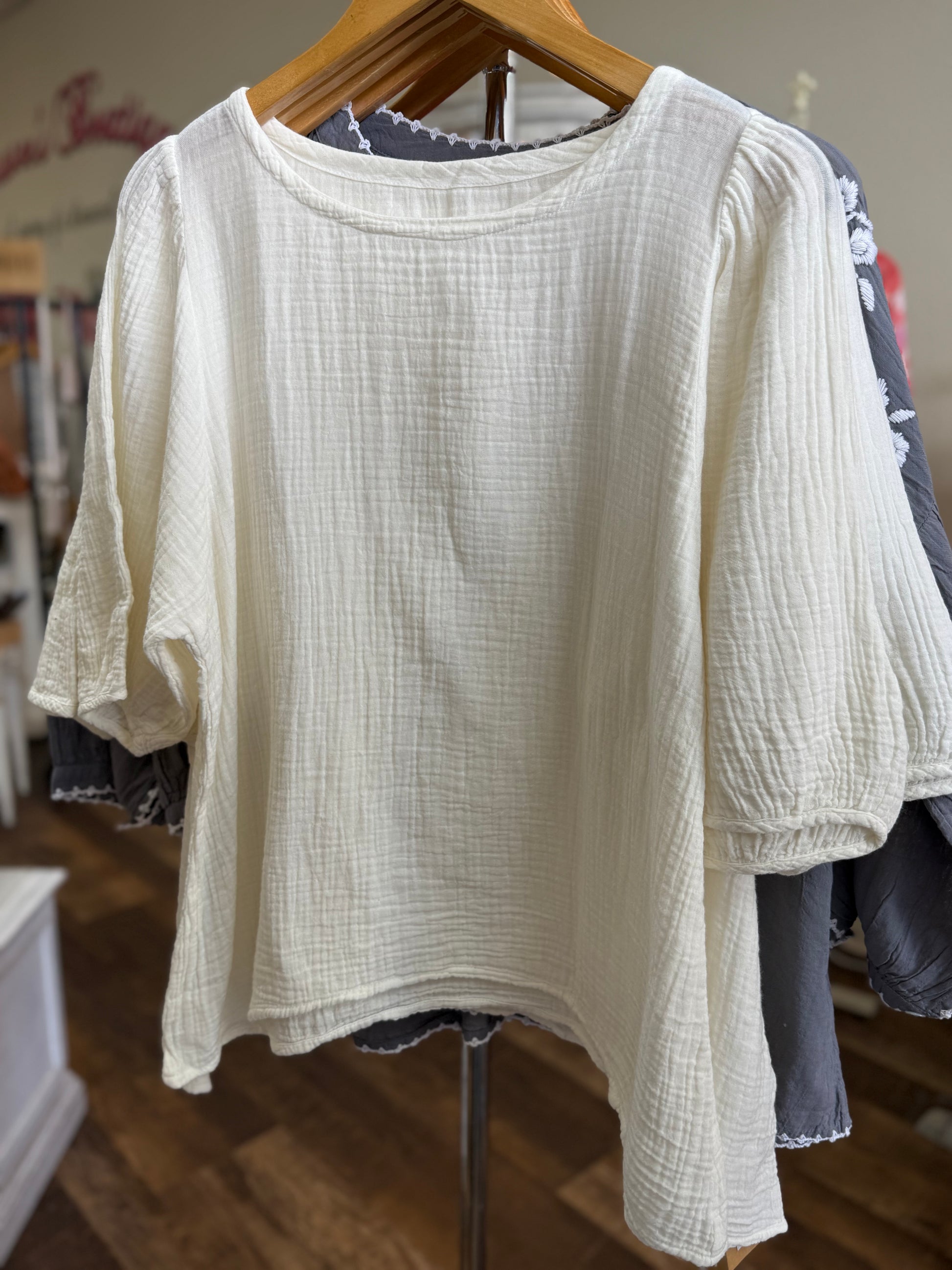 Dolma Coralee Double Cotton Gauze Top White