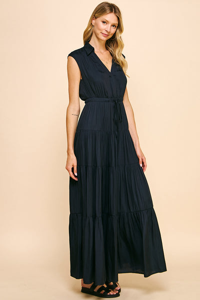 Pinch Sleeveless Tiered Maxi Dress Ink