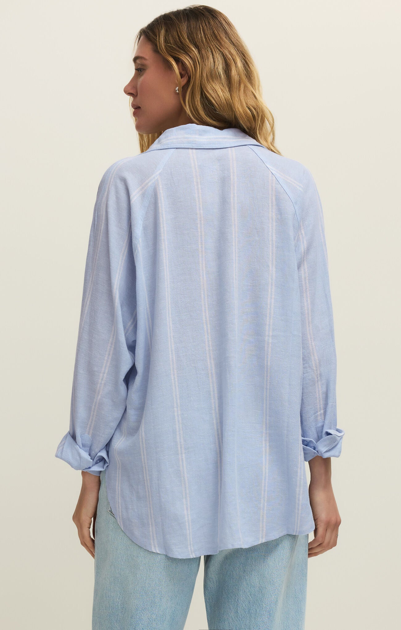 Z Supply The Perfect Linen Top, Blue Light