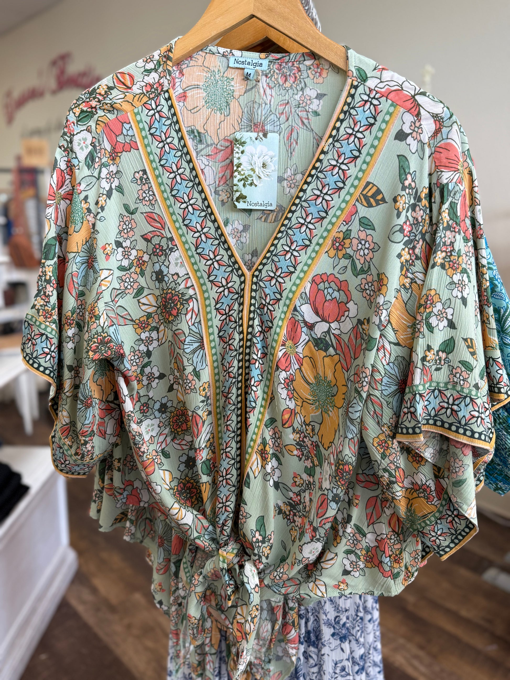 Lola P Ivory Green Top