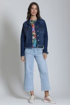 APNY Cropped Wide Leg Pant With Patch Pockets- Light Indigo