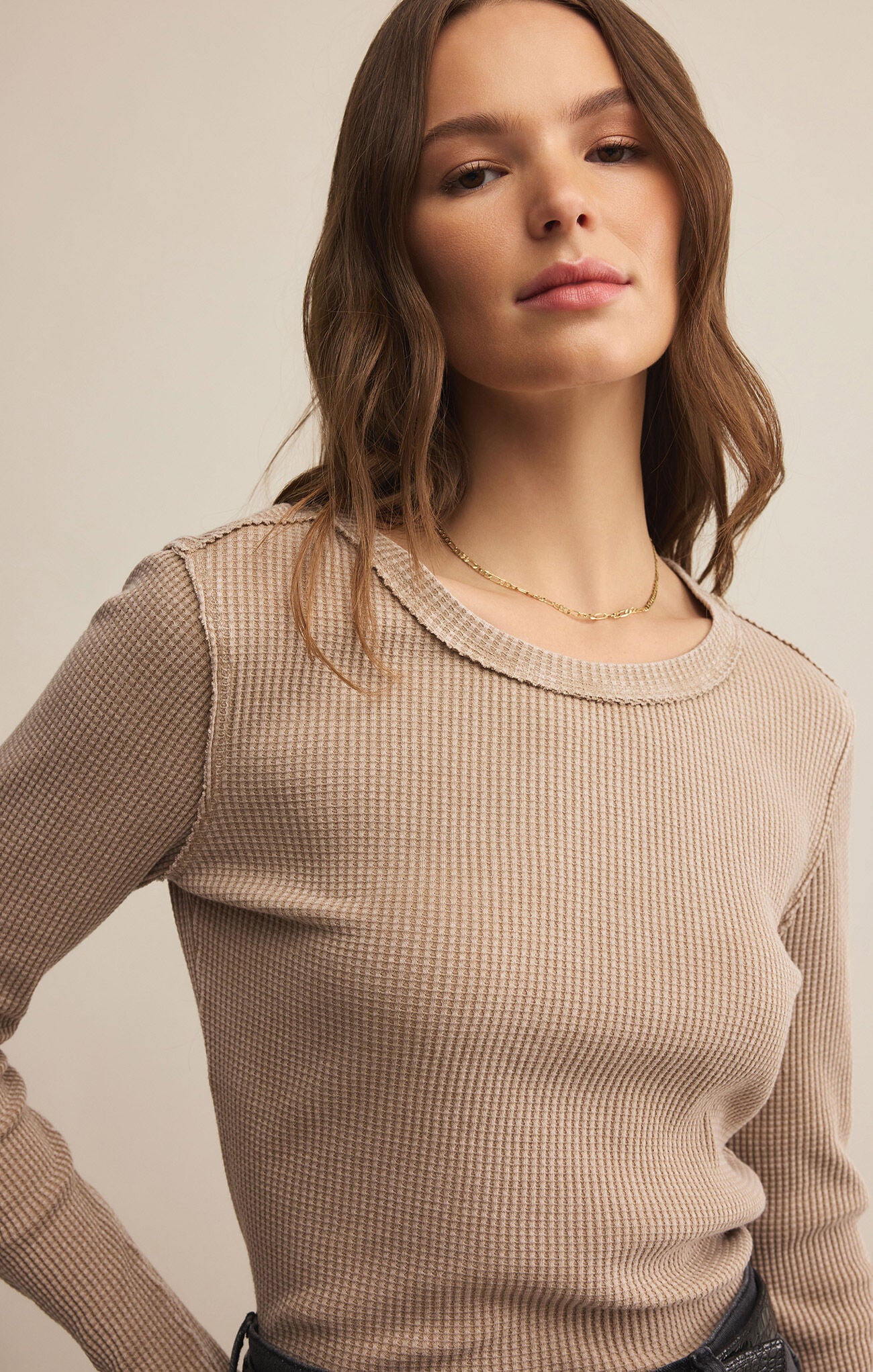 Z Supply Arlet Mini Thermal Top, Desert Tan