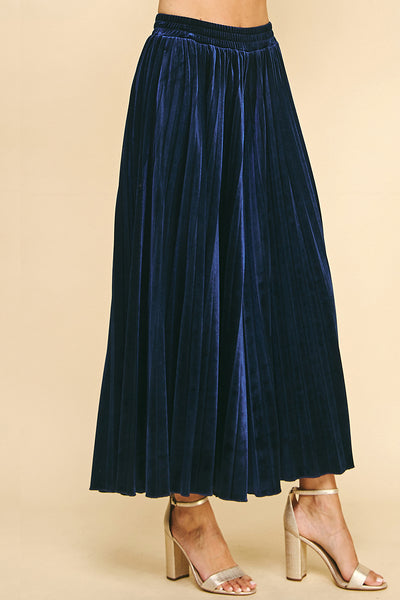 Pinch Velvet Pleated Pants, Midnight Blue