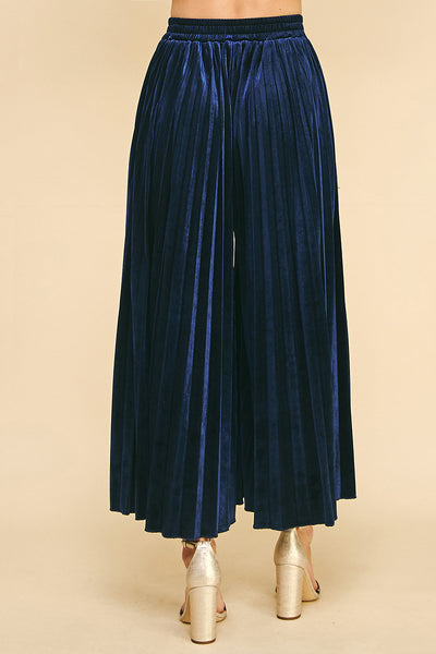 Pinch Velvet Pleated Pants, Midnight Blue