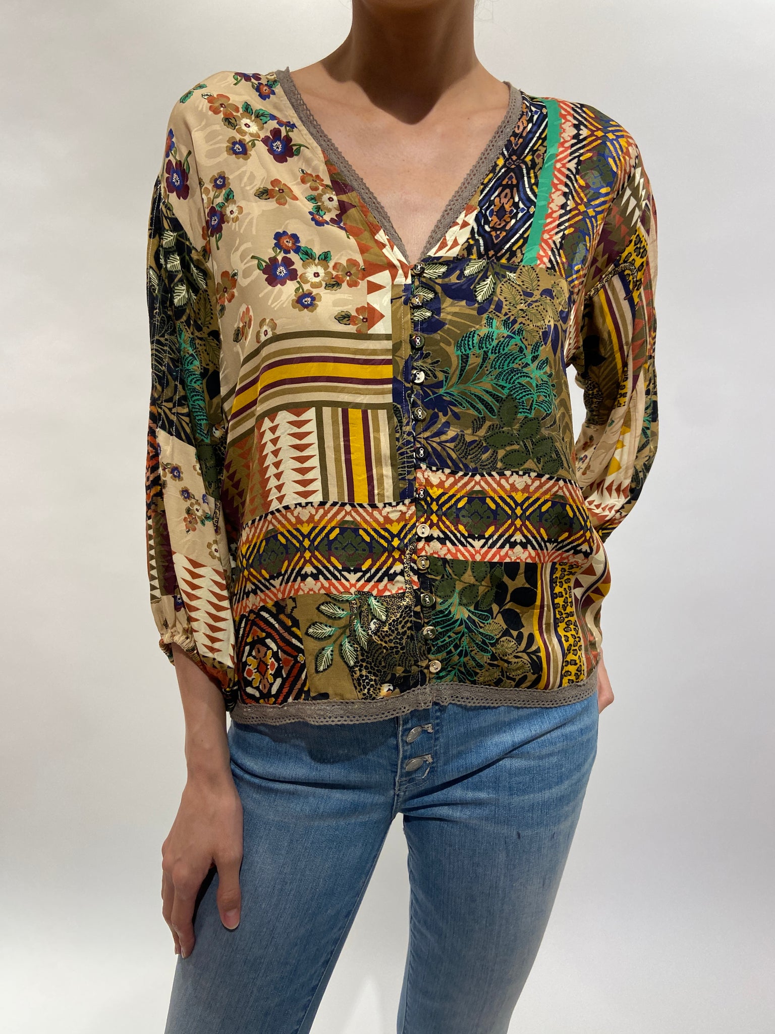Johnny Was Fria Patch Lola Blouse Multi
