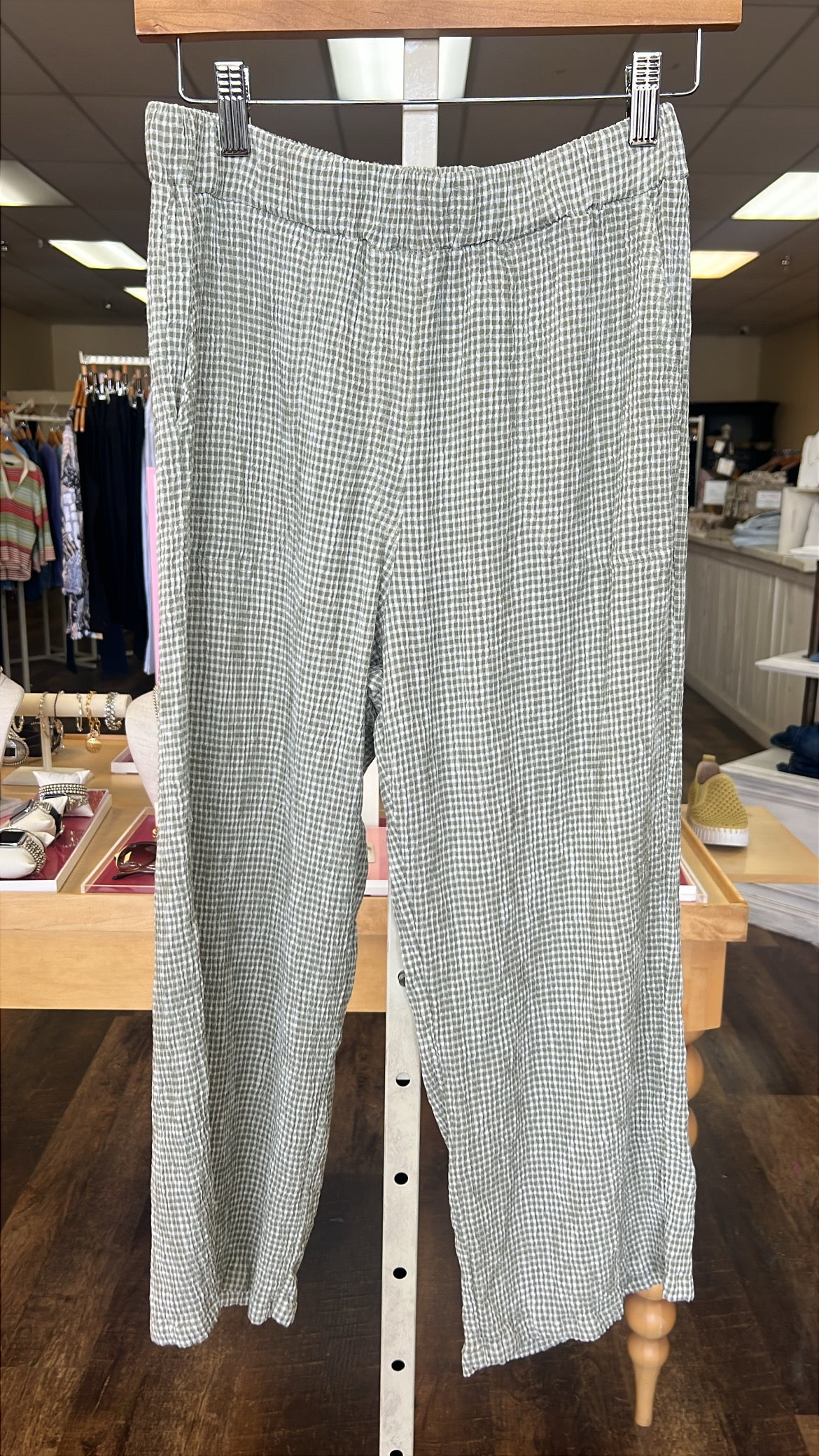 Cut Loose Easy Crop Crinkle Check, Balsam Green