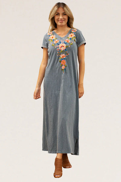 Caite Amelia Dress Washed Blue