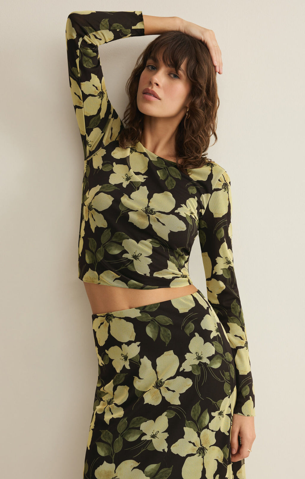 Z Supply Eda Ren Floral Mesh Midi Skirt