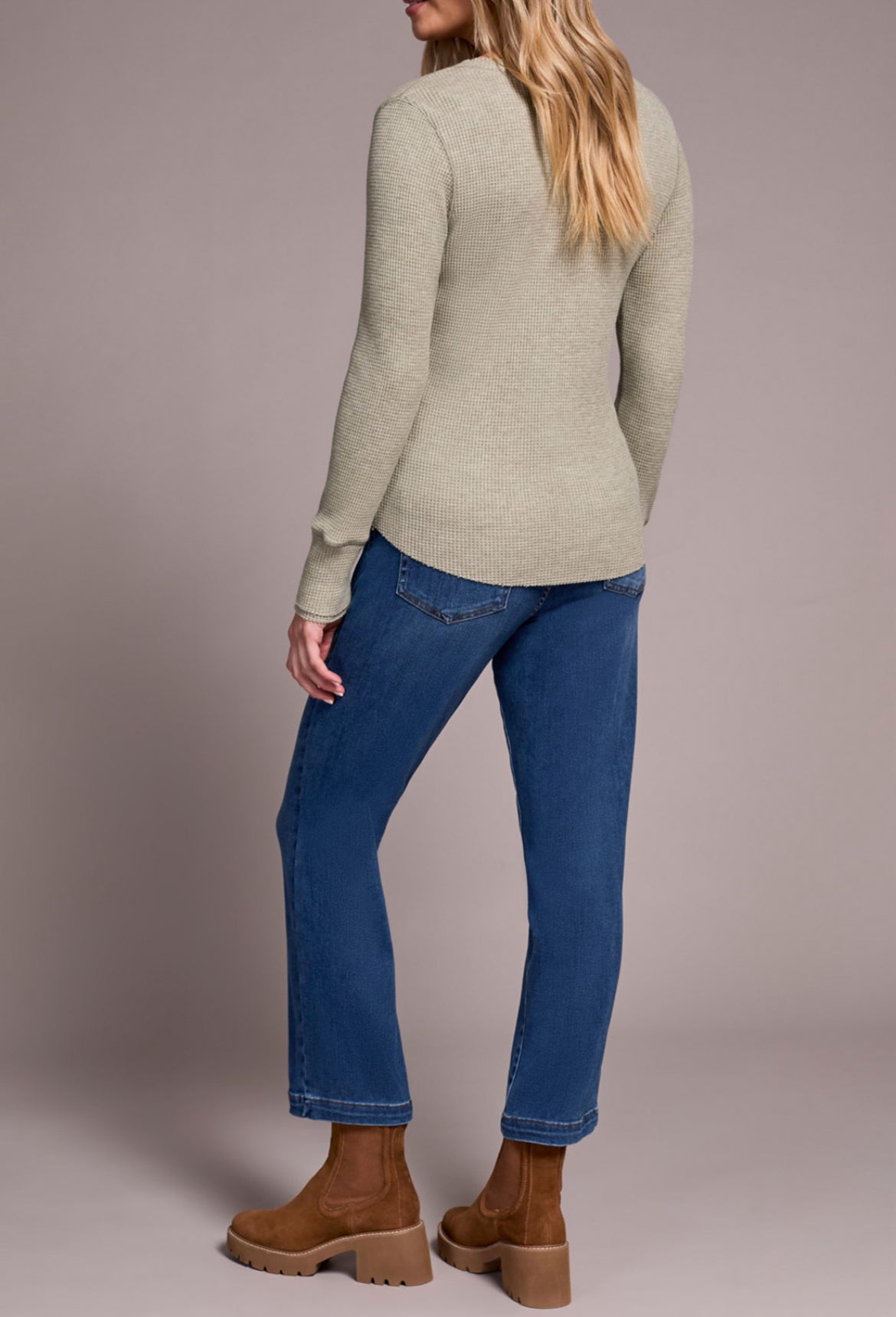 Tribal Henley Top W/Buttons, OliveLeaf