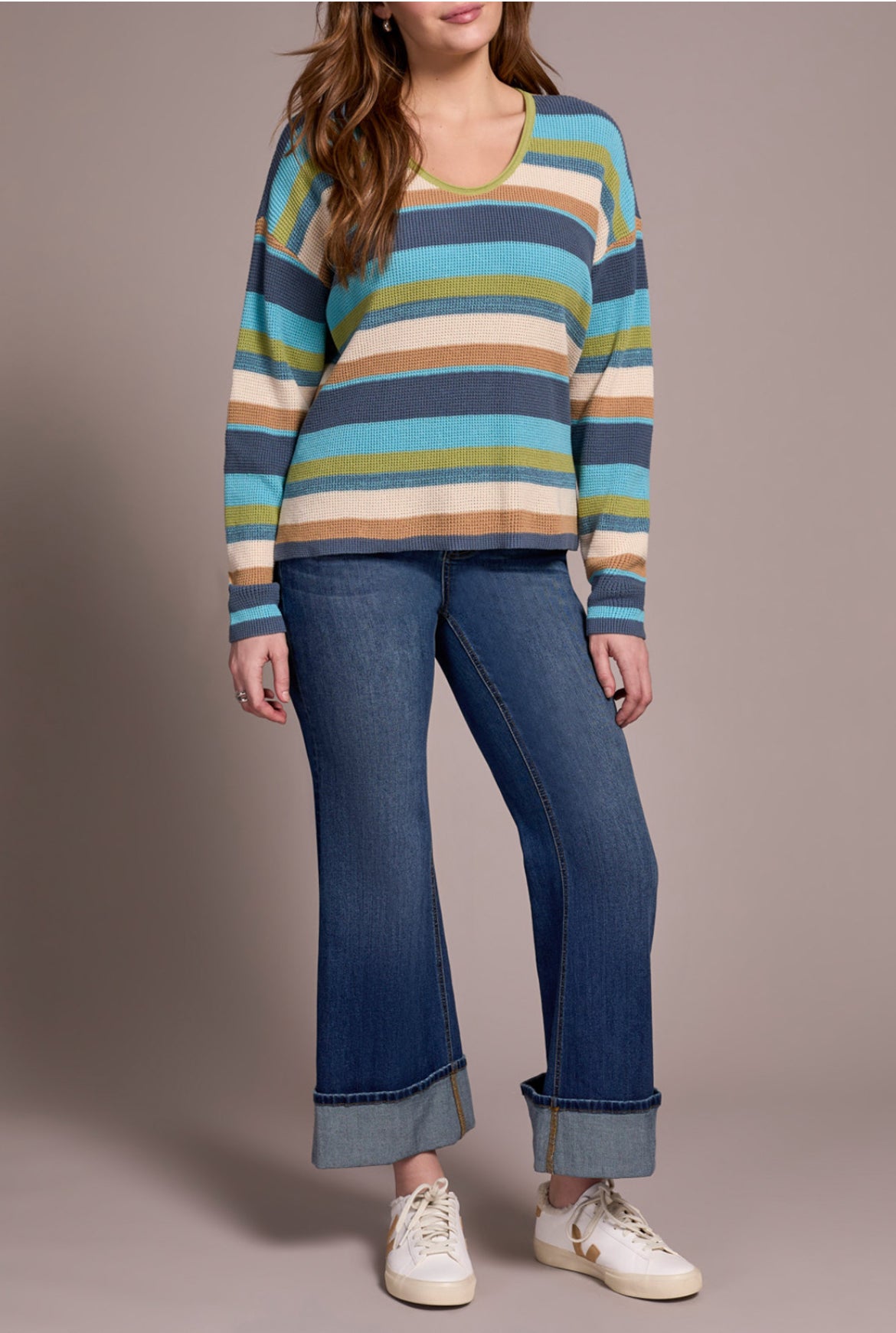 Tribal Long Sleeve U Neck Sweater, Wasabi