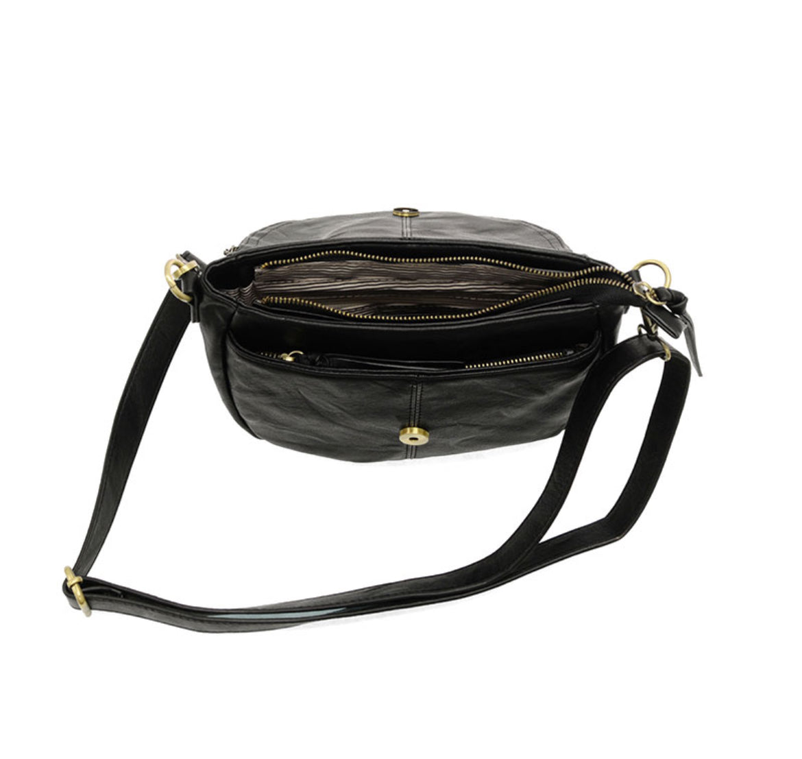 Joy Susan 
Helene Small Saddle Crossbody, Black