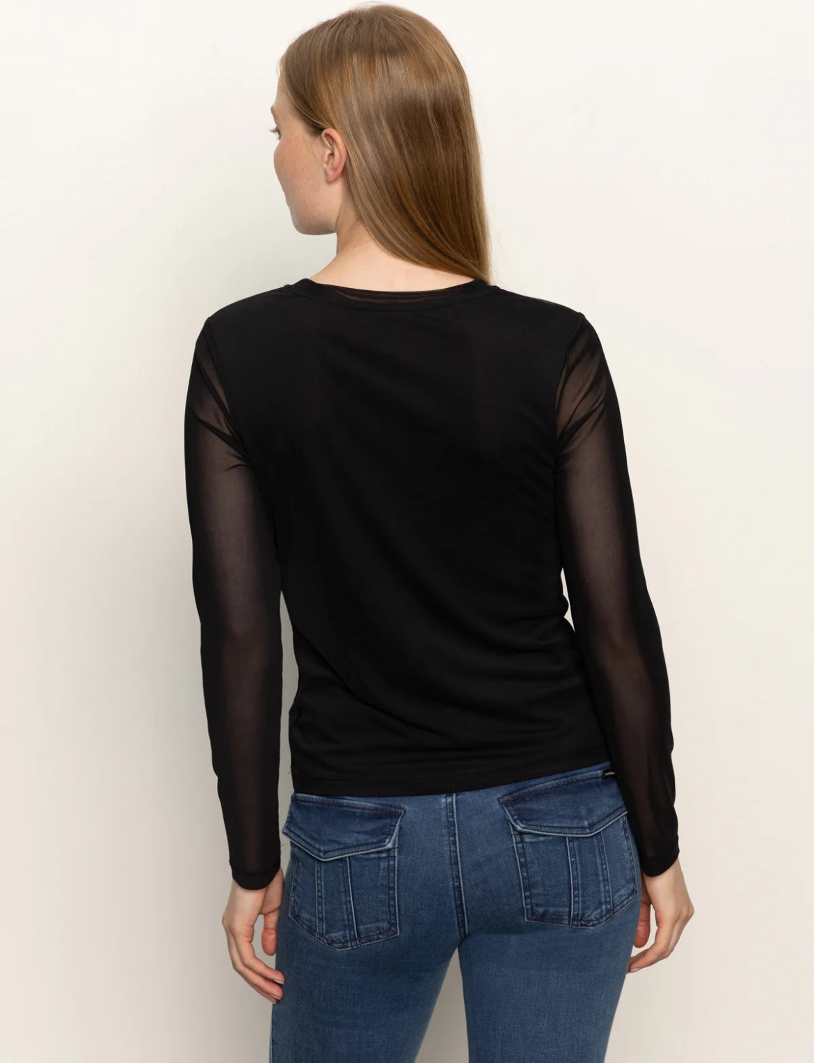 Sanctuary Long Sleeve Perfect Mesh Tee, Black