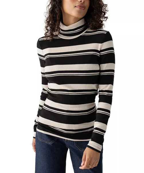 Sanctuary Essential Turtleneck Toasted Almond/Multi Stripe