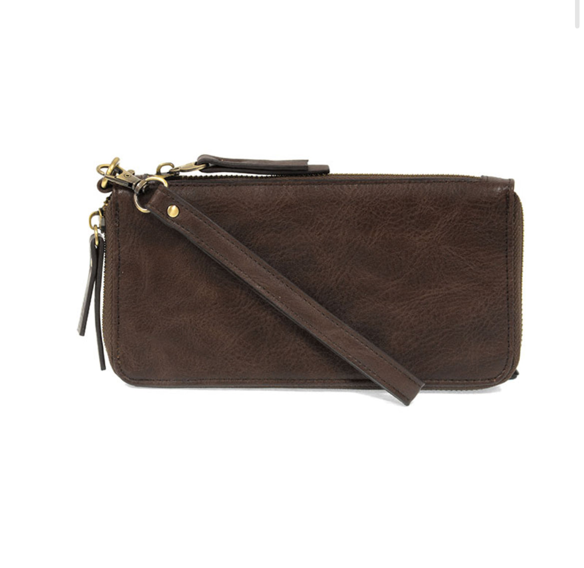 Joy Susan Chloe Zip Around Wallet Wristlet, Cocoa