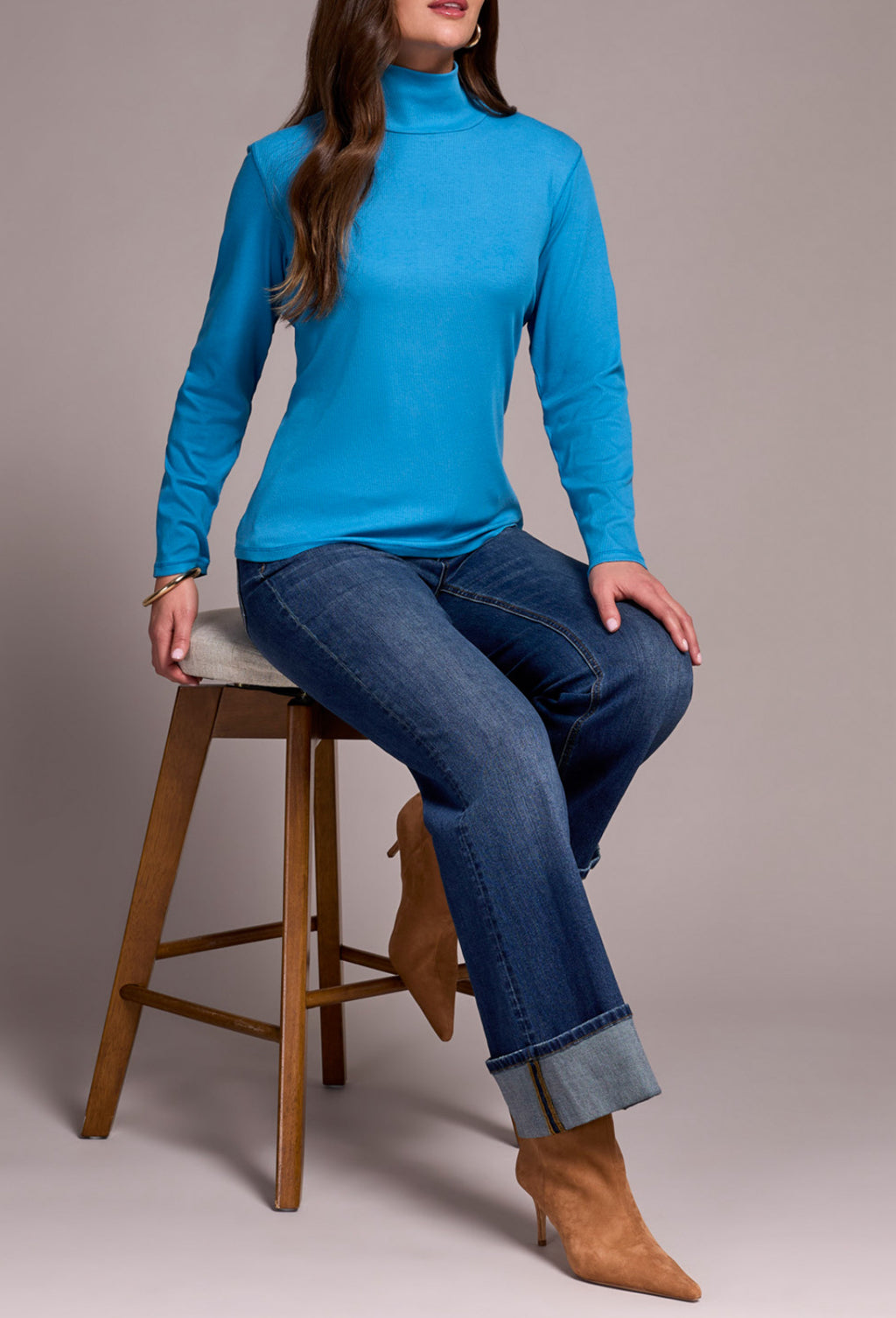 Tribal Long Sleeve Turtle Neck Top, Celestial