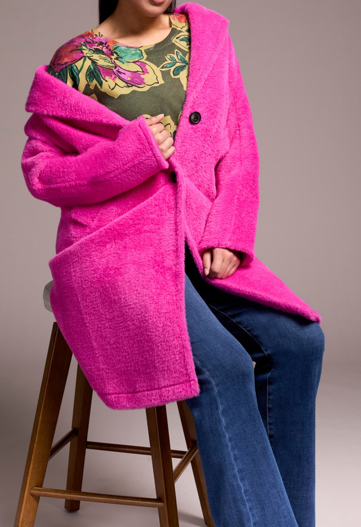 Tribal Long Sleeve Button Front Coat W/Lining