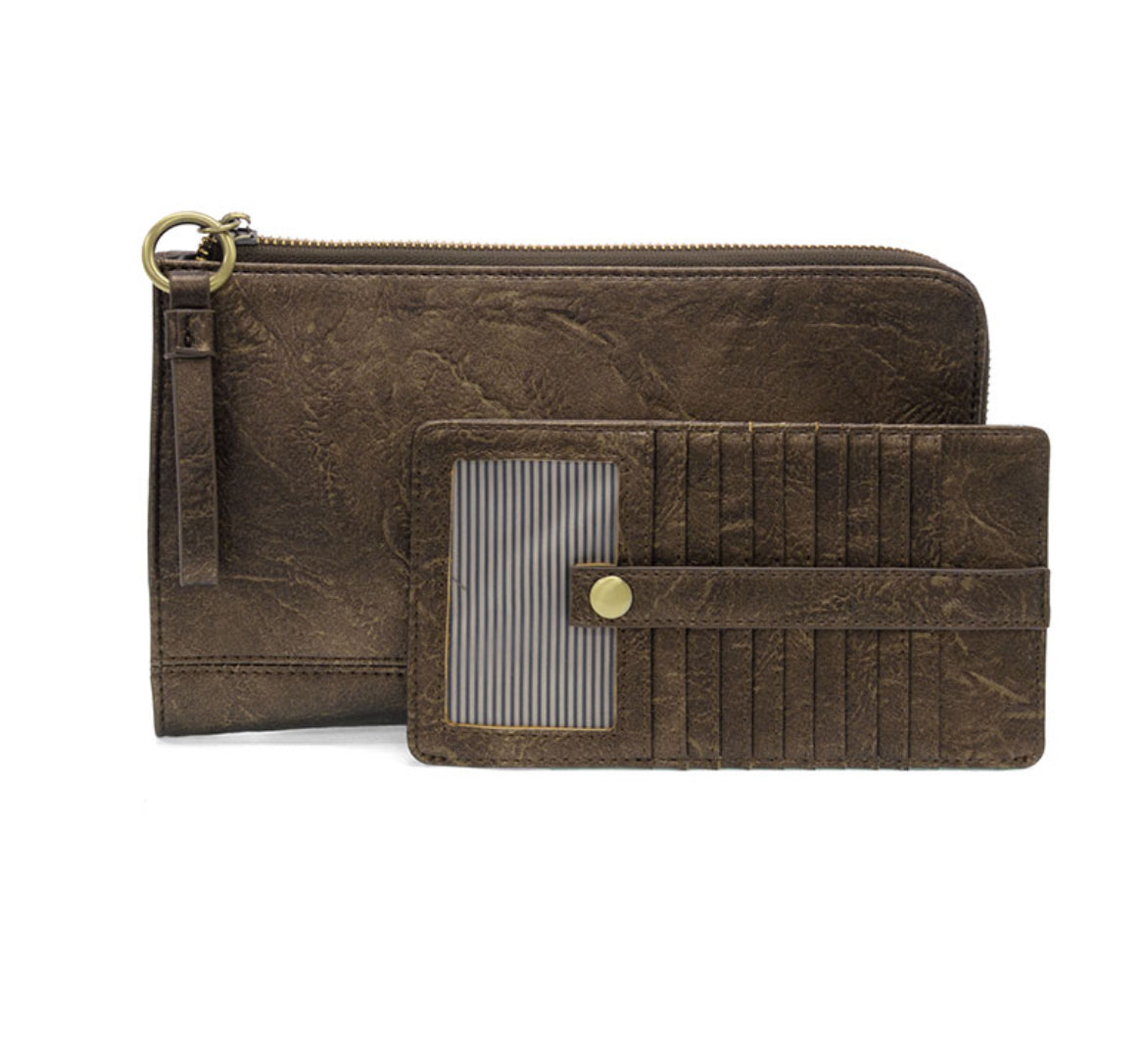 Joy Susan Karina Convertible Wristlet & Wallet, Metallic Dark Bronze